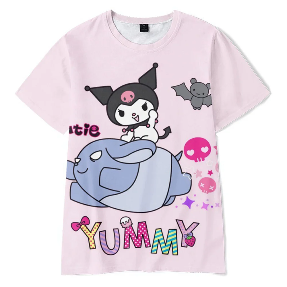 Summer Sanrio Kuromi T Shirt Women Men Kids Short Sleeve Boys Girls Tee Couple Clothes Costume Friends Tops