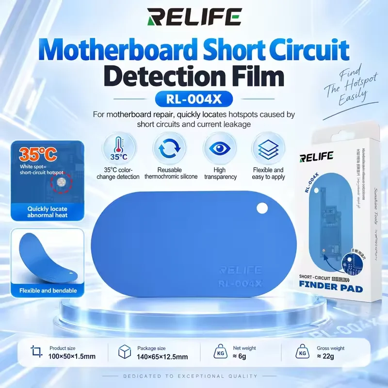 RELIFE RL-004X Motherboard Short Circuit Detection Film 35℃ Temperature Change for Phone PCB Fault Location Hand Repair Tool