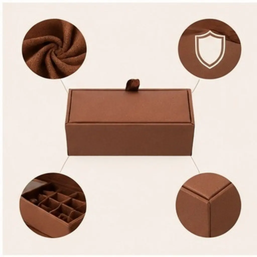 Men's PU Cufflink Box Jewelry Organizer Soft Interior Travel Storage Case Groom Groomsmen Tie Clip Display Case