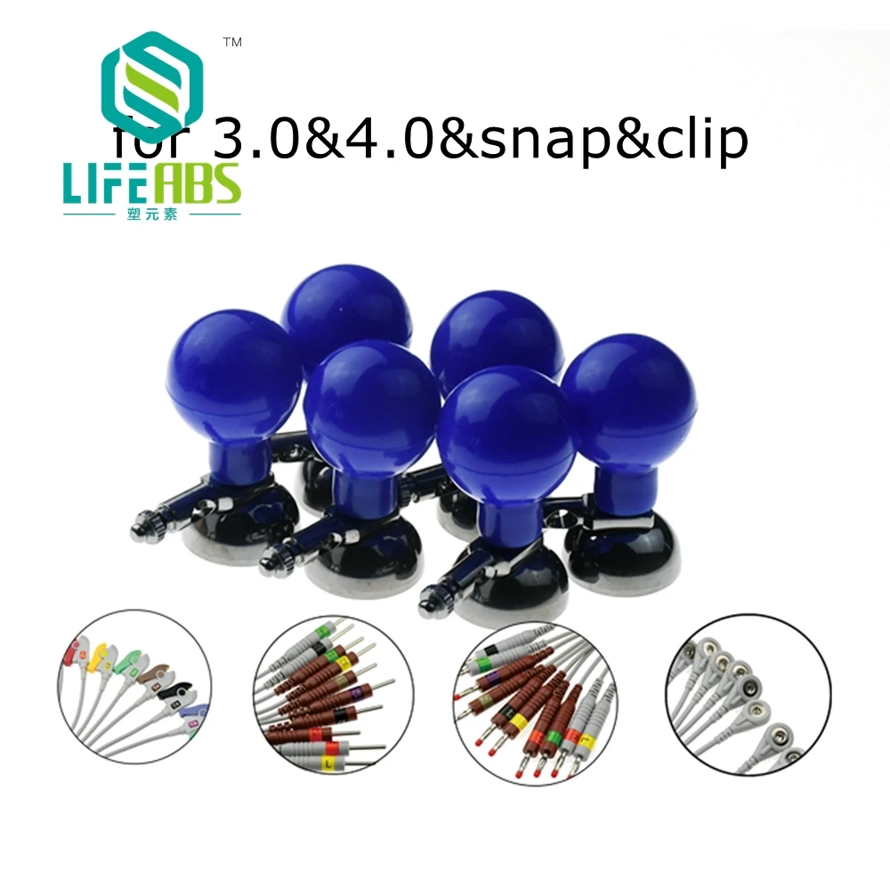 

6 шт./компл. всасывающие электроды ЭКГ с покрытием Agcl, 3,0 и 4,0, металлическая часть двойного назначения, аксессуары для ЭКГ, электрокардиограф, ЭКГ Машина