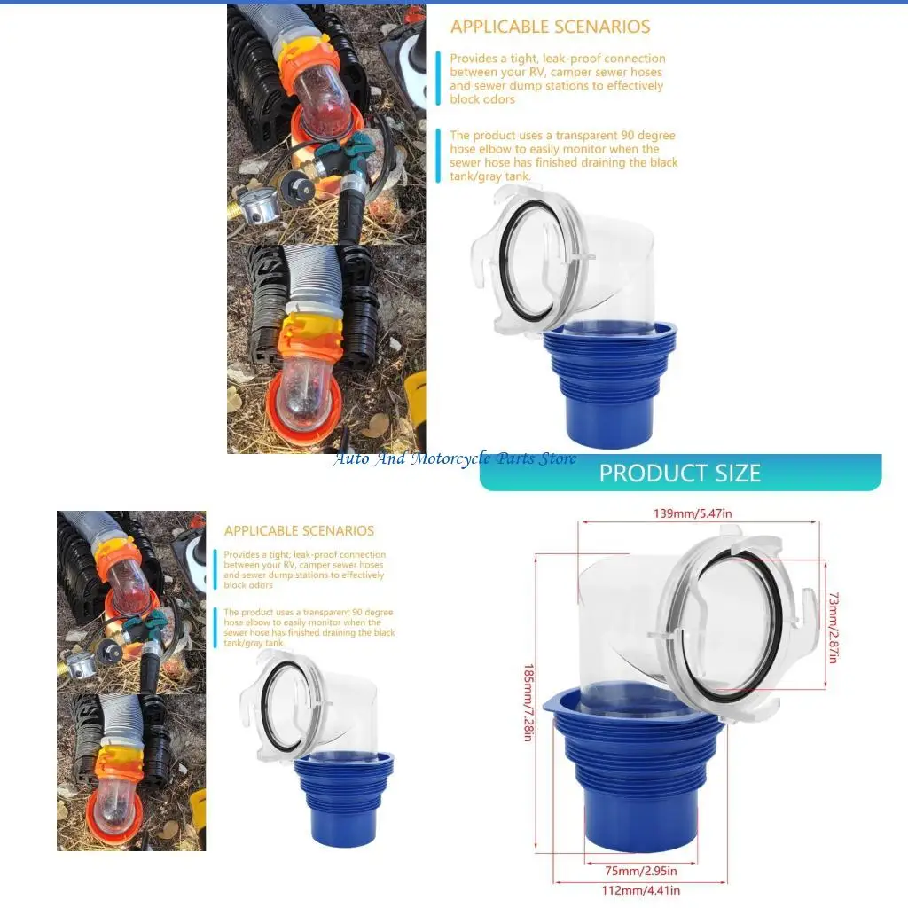 

P9FD Clear Monitoring Campervan Drainage Connector Prevents Clogging And Odor Escape