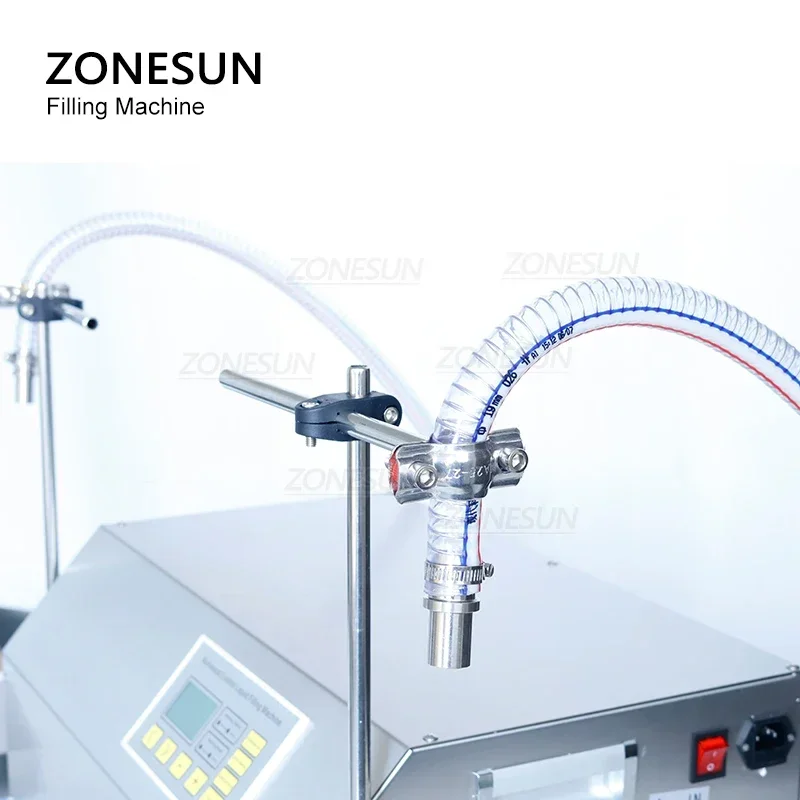 ZONESUN-bomba de engranajes de 2 cabezales, aceite esencial, Oliva, jugo de soja, vino, leche, bebidas, máquina de pesaje y llenado de botellas, ZS-GP262W