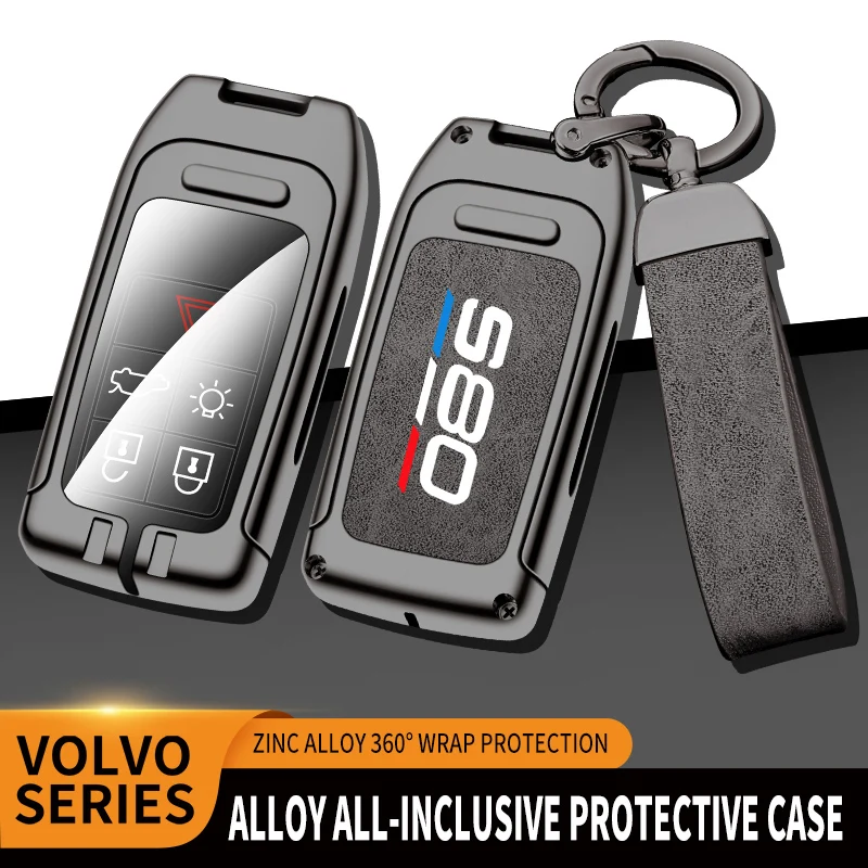 Car TPU Zinc Alloy Key Case Bag For Volvo S80 S60 S40 T5 T6 AWD Car Key Chain Metal Key Shell Interior Decoration Accessories
