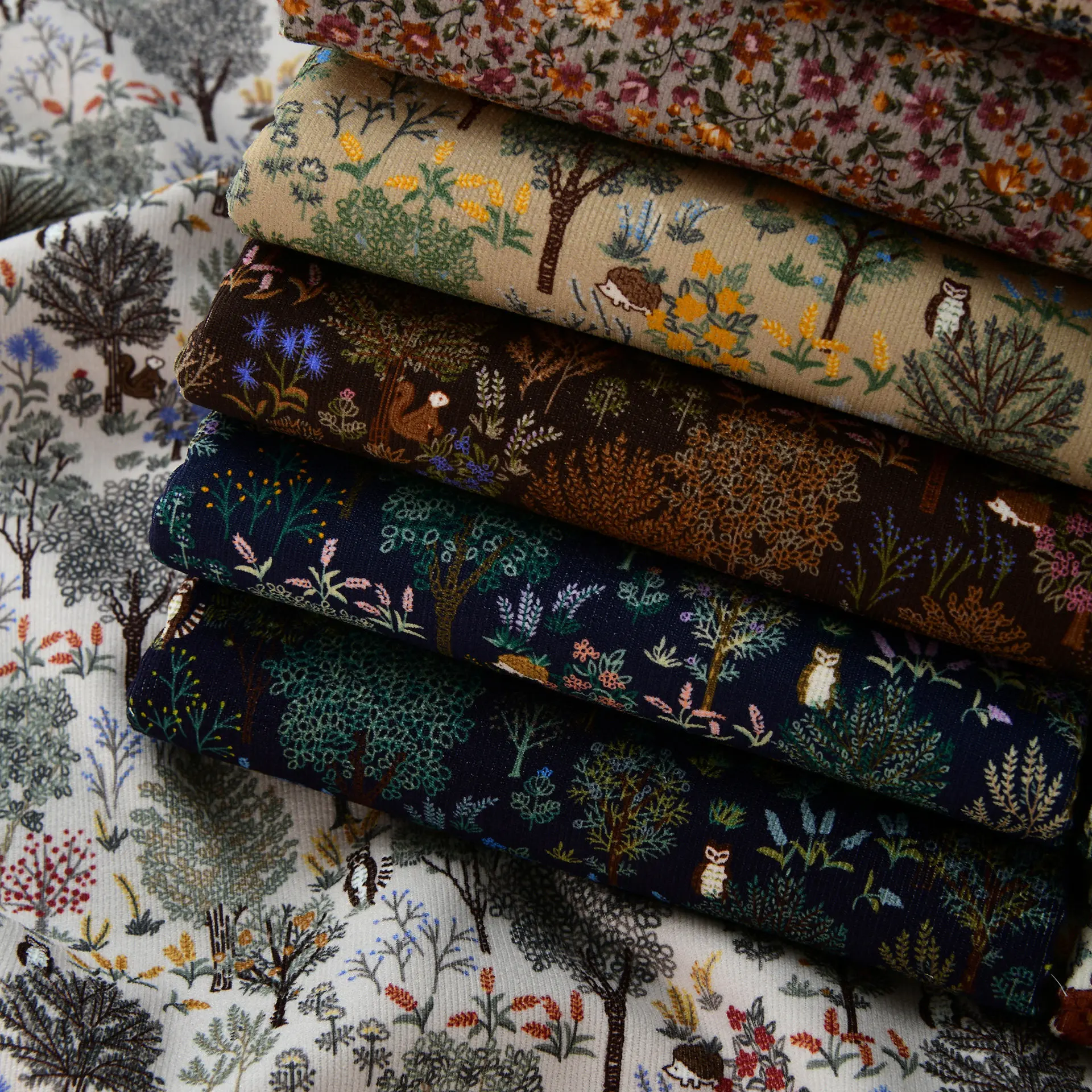 100% Cotton Floral Corduroy Fabric By The Meter for Clothing Skirt Shirt Hair Band Baby Clothes DIY Sewing Flower Cloth Soft