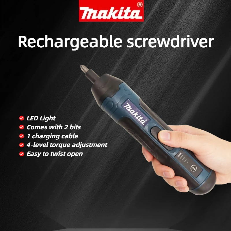 Makita Cordless Electric Screwdriver, 1300mAh Rechargeable Power Drill with Adjustable Torque for Disassembly & Repair