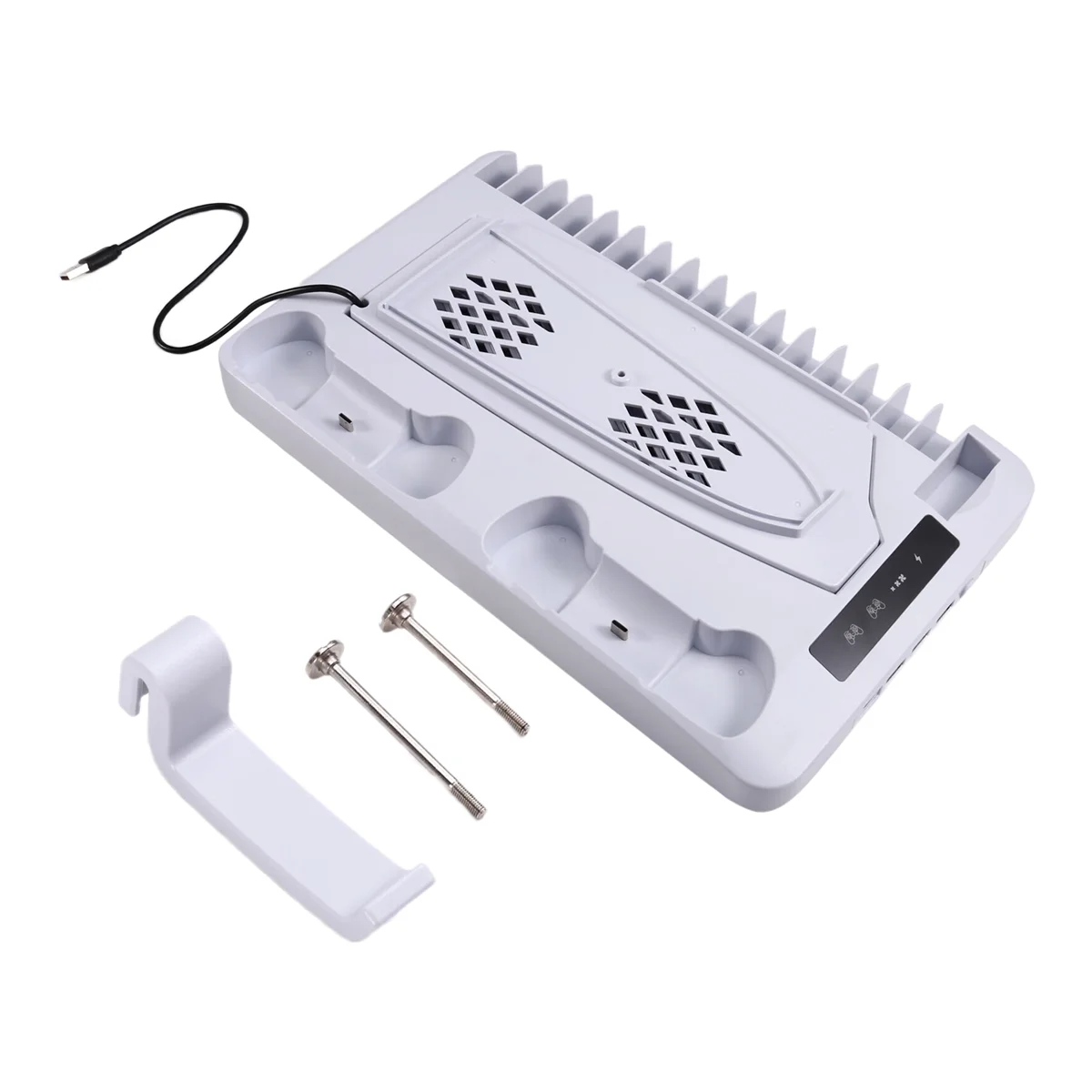 A002 RGB Cooling Base Gamepad Charging Stand for Console Holder Headset Hook Game CD Storage Rack for Disc & Digital