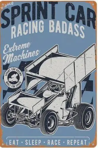SPRINT CAR RACING BADASS METAL TIN SIGN RACING MOTORSPORT SPRINT. CAR GARAGE ART sign