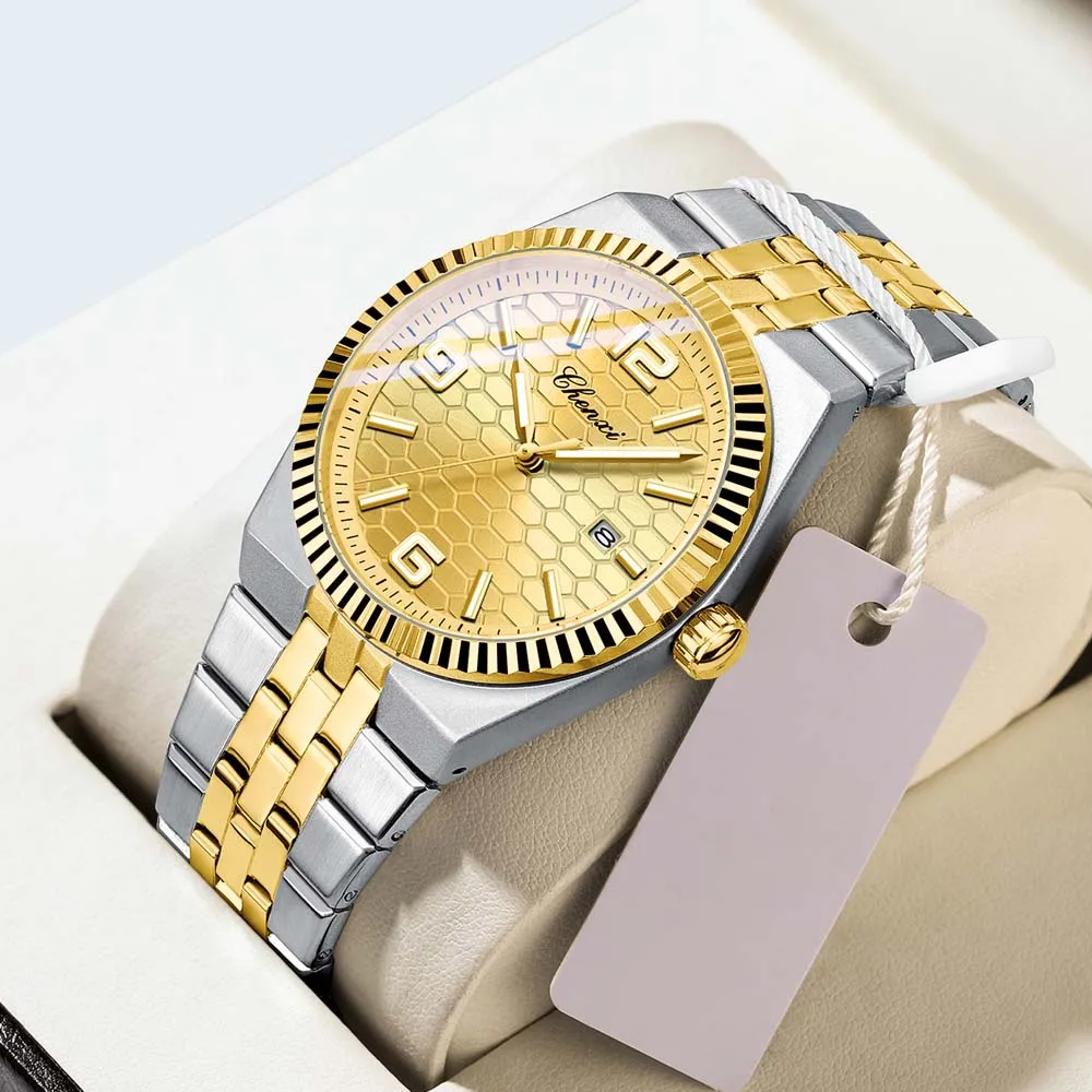 

CHENXI Luxury Watch For Man Stainless Steel Waterproof Luminous Date Male Quartz Wristwatches Man Clock New