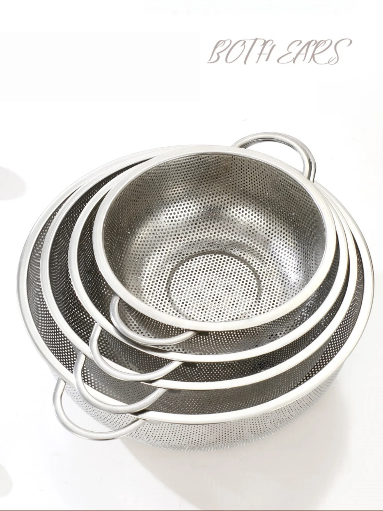 Allzweck-Siebnetzkörbe aus Edelstahl mit feinmaschigem Netz und Griffen, Ruhebasis, Sieb-Set, Küchenzubehör – Detail 6