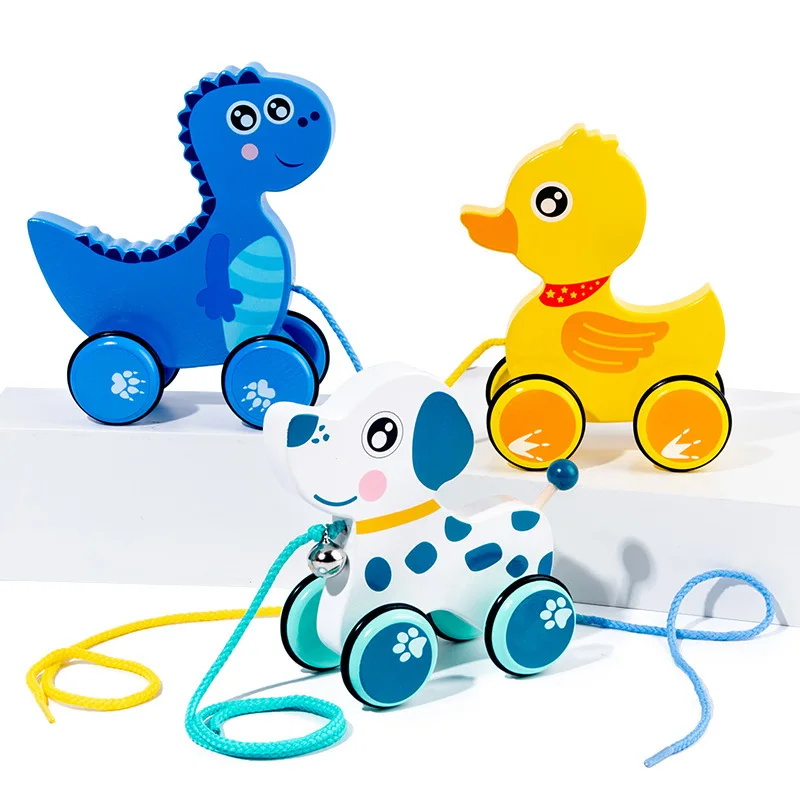 Lustige Dinosaurier Giraffe Kleinkind Holz Ziehen Entlang Spielzeug Baby Ziehen Cartoon Tier Lernen Spaziergang Spielzeug Traktoren Geschenk Für Kleinkinder Neue