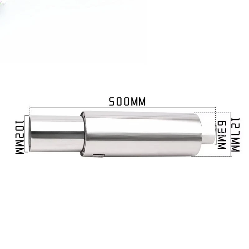 GM Silver Automotive Tailpipe Diameter 2 to 4 Inches Cut 5 Inches Body Through Flow Performance Exhaust Muffler