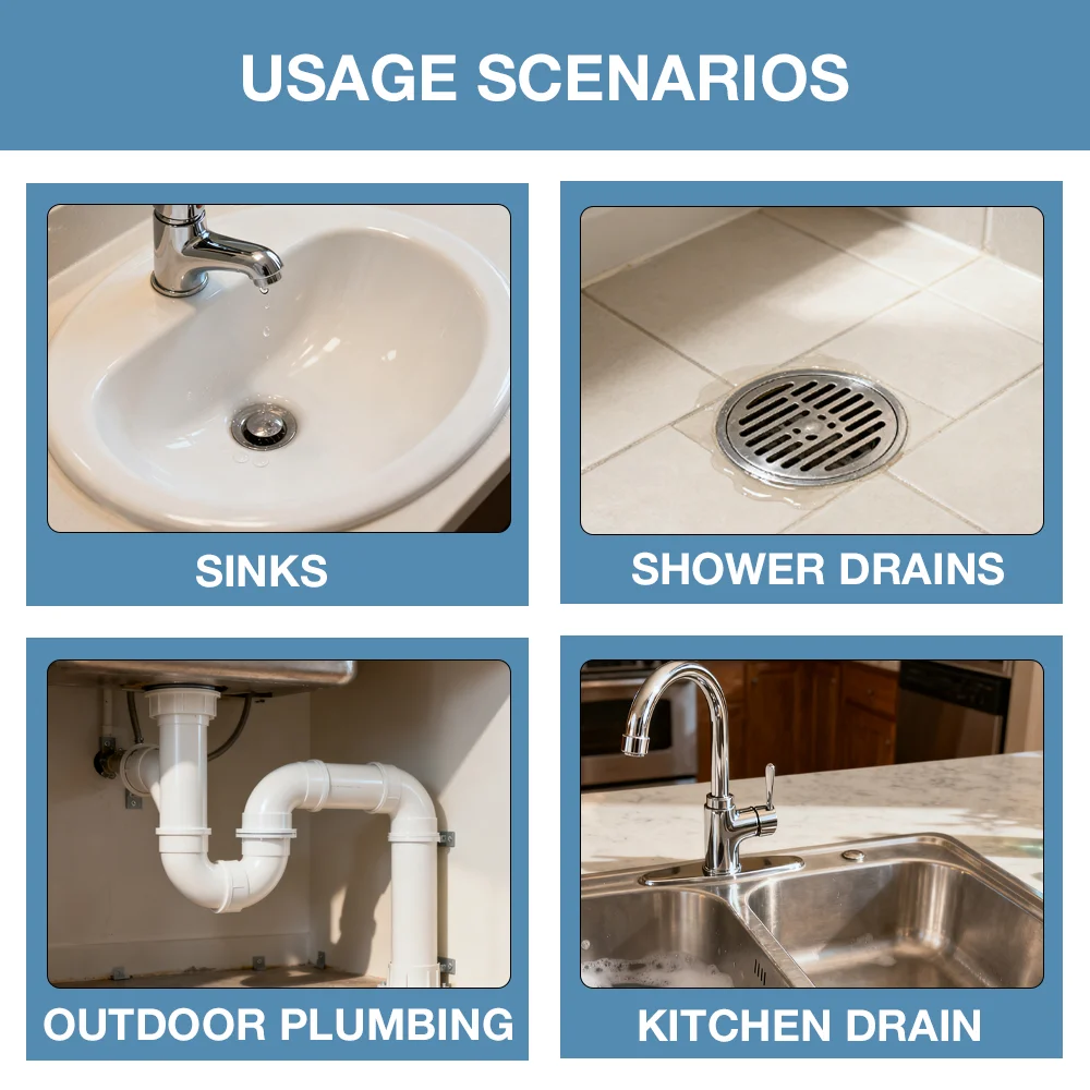 كيس تصريف مناسب لأنابيب الصرف الصحي من 1 بوصة إلى 2 بوصة / 1.5 بوصة إلى 3 بوصات / 4 بوصات إلى 6 بوصات / كيس تنظيف مجاري مطاطي، يستخدم لتنظيف المجاري المسدودة وأنابيب المياه #6