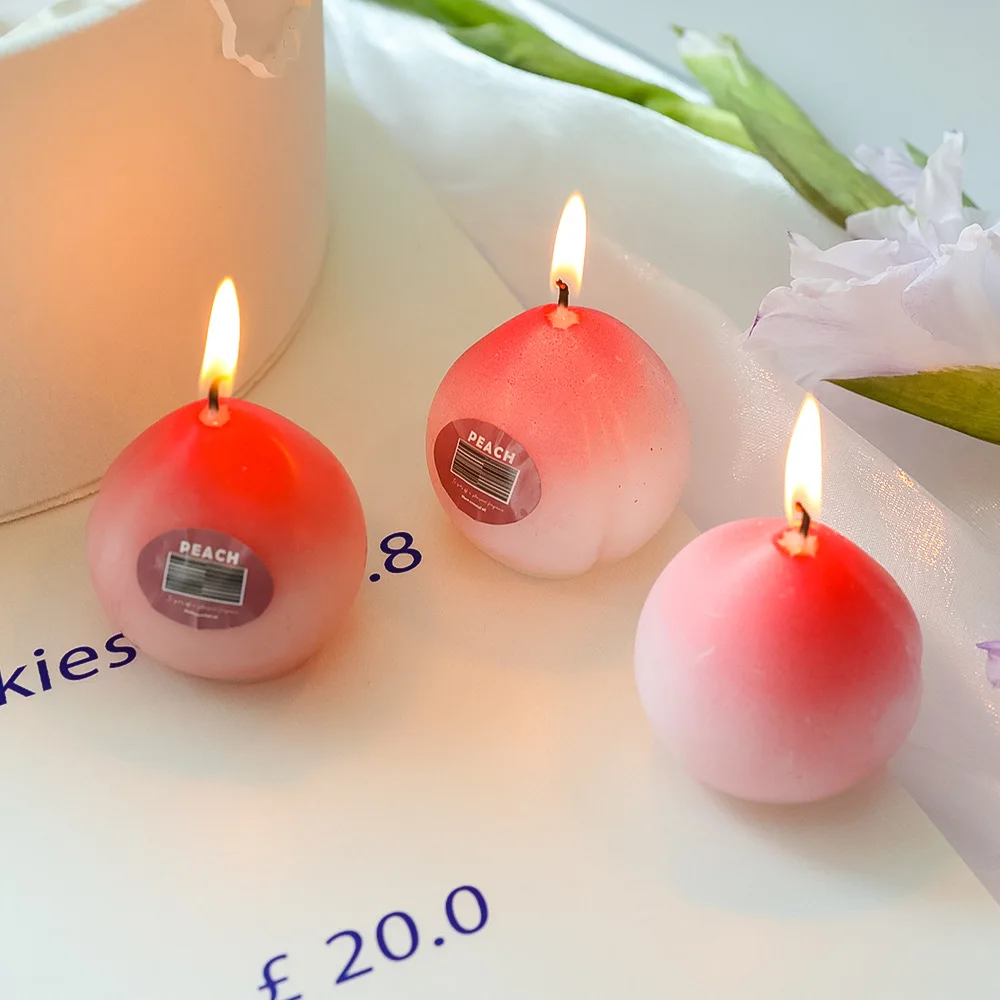 Ins Simulated Pink Peach Aroma Candle Modern Home Desktop Decorative Ornament Cute Fruit Peach Aroma Candle Birthday Gifts