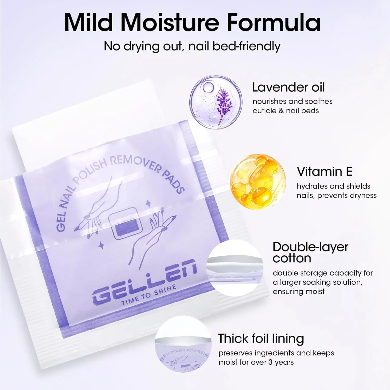 وسادات مزيل طلاء الأظافر من GELLEN 100% مستلزمات أظافر غير أسيتون 100 عبوة ملفوفة للعناية بالبشرة بالجملة للمنزل الاحترافي