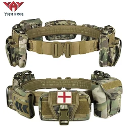 YAKEDA Tactical Waist Bag CS Combat Molle Airsoft Belts 6 in 1 Storage Bag Hiking Pouch Padded Belt Hunting Accessories