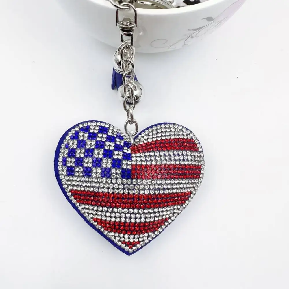 Fashion Texas State Flag Keychain Shiny Rhinestone Pendant Key Ring Decorative Ornament For Handbag Backpack Gift Souvenirs