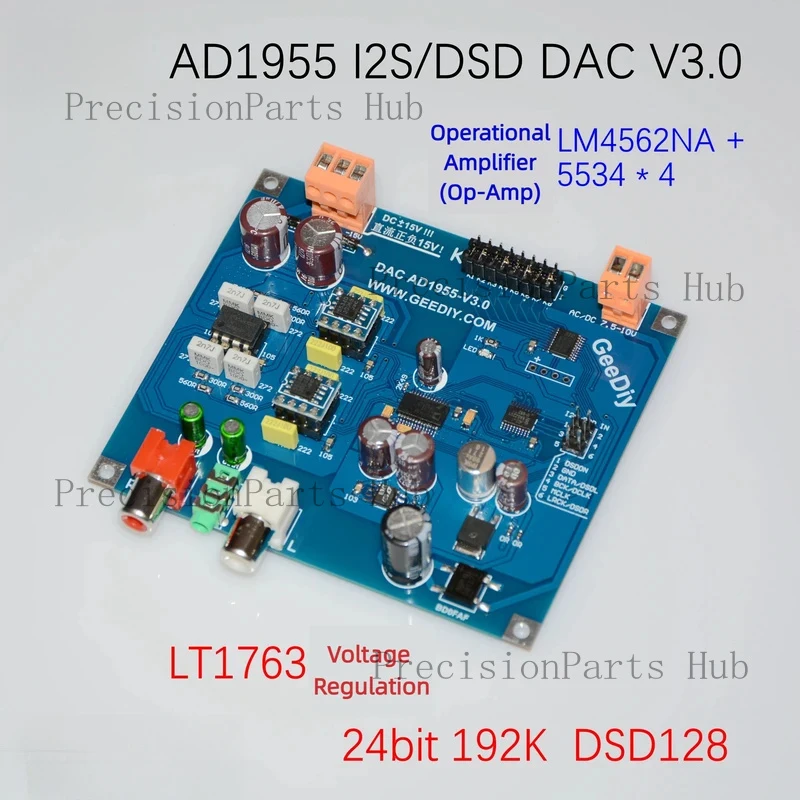 V3.0 New Version AD1955 DAC Decoder I2S or DSD Signal Input PCM Mode 24bit 192K I2S Format