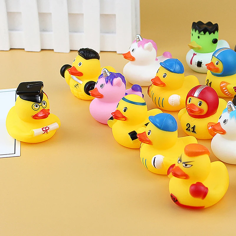 Creative Cute Sports Duck Toys Baby Bath Toys Rubber Ducks Summer Beach Pool Activity Floating Ducks Children Birthday Gifts