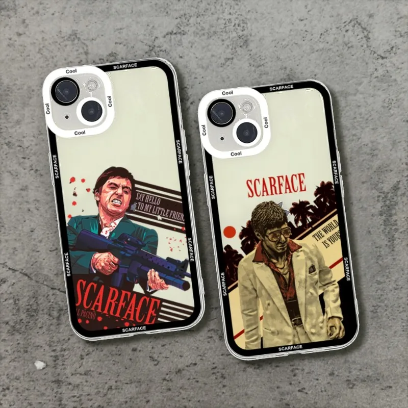 

Scarface 1983 film Al Pacino movie Phone Case For IPhone 13 12 11 14 Pro Max Mini 14 Plus Creative Transparent Angel Eyes Cover