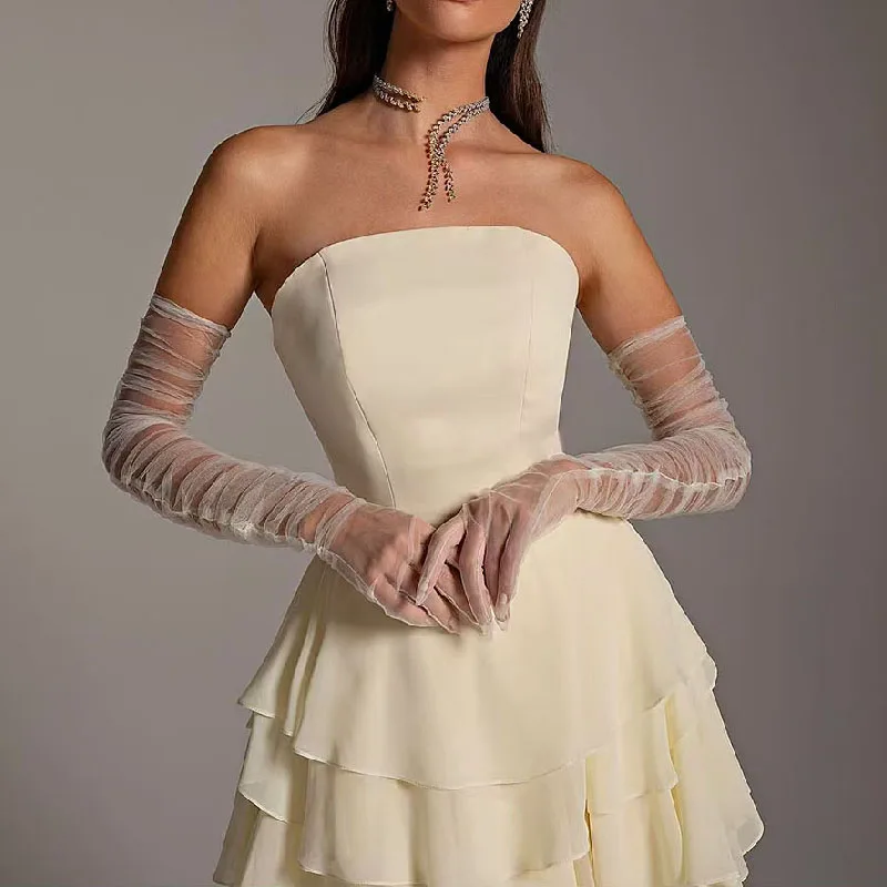 

Sexy A-line Chiffon Pleat Tiered Strapless Long Dresses Occasion Dresses Classic Exquisite Modern Style Customized