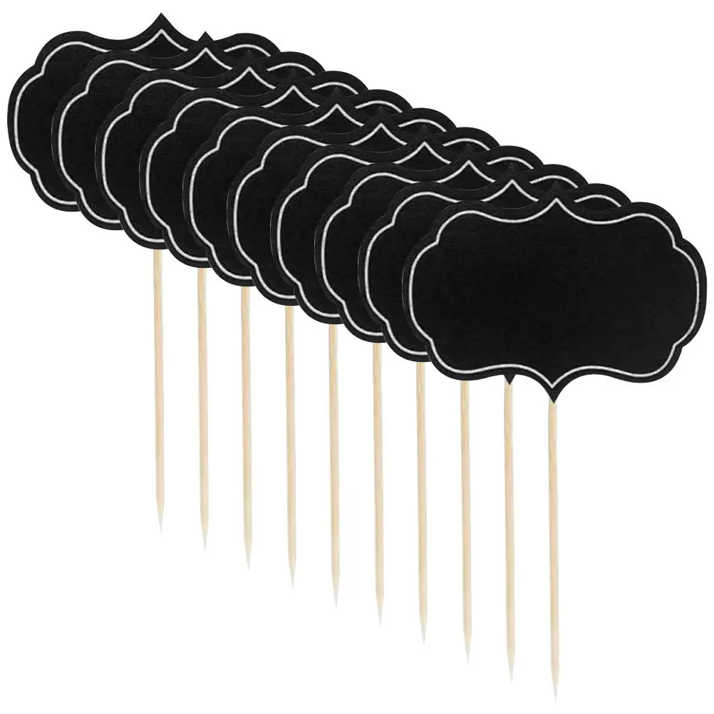 48Pcs Chalkboard Cheese Markers Writable Cupcake Picks Wedding Party Food Labels Buffet Dessert Toppers Reusable Food Name Tags