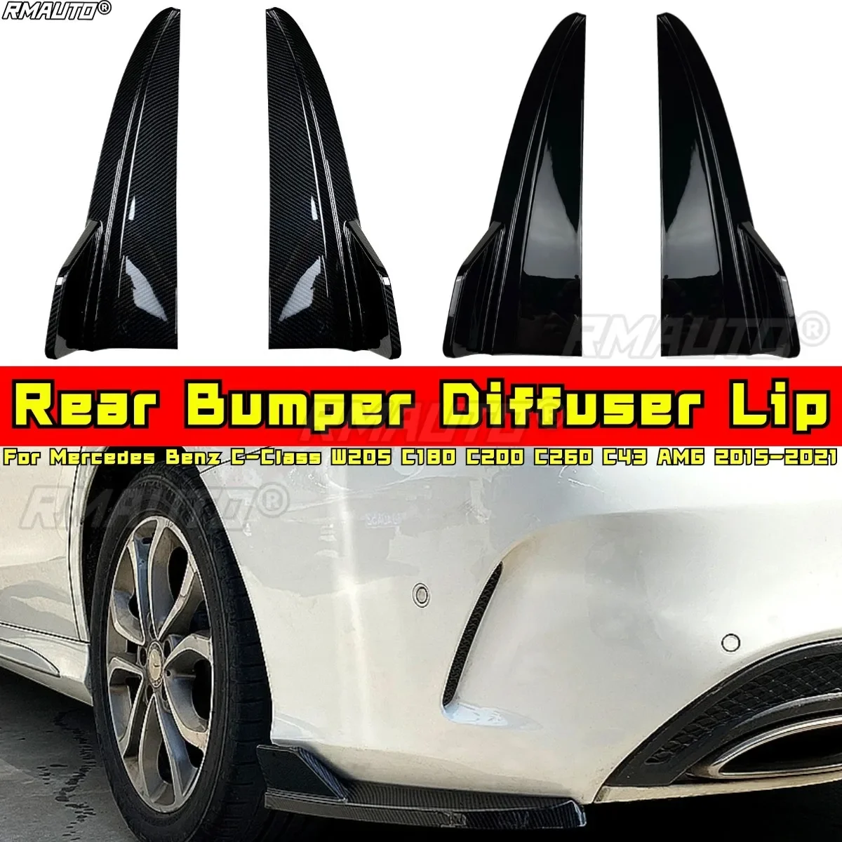 

Для Mercedes Benz C-Class W205 C180 C200 C260 C43 AMG 2015-2021 Кузовный комплект, диффузор заднего бампера, защита, разветвитель, модификация, часть