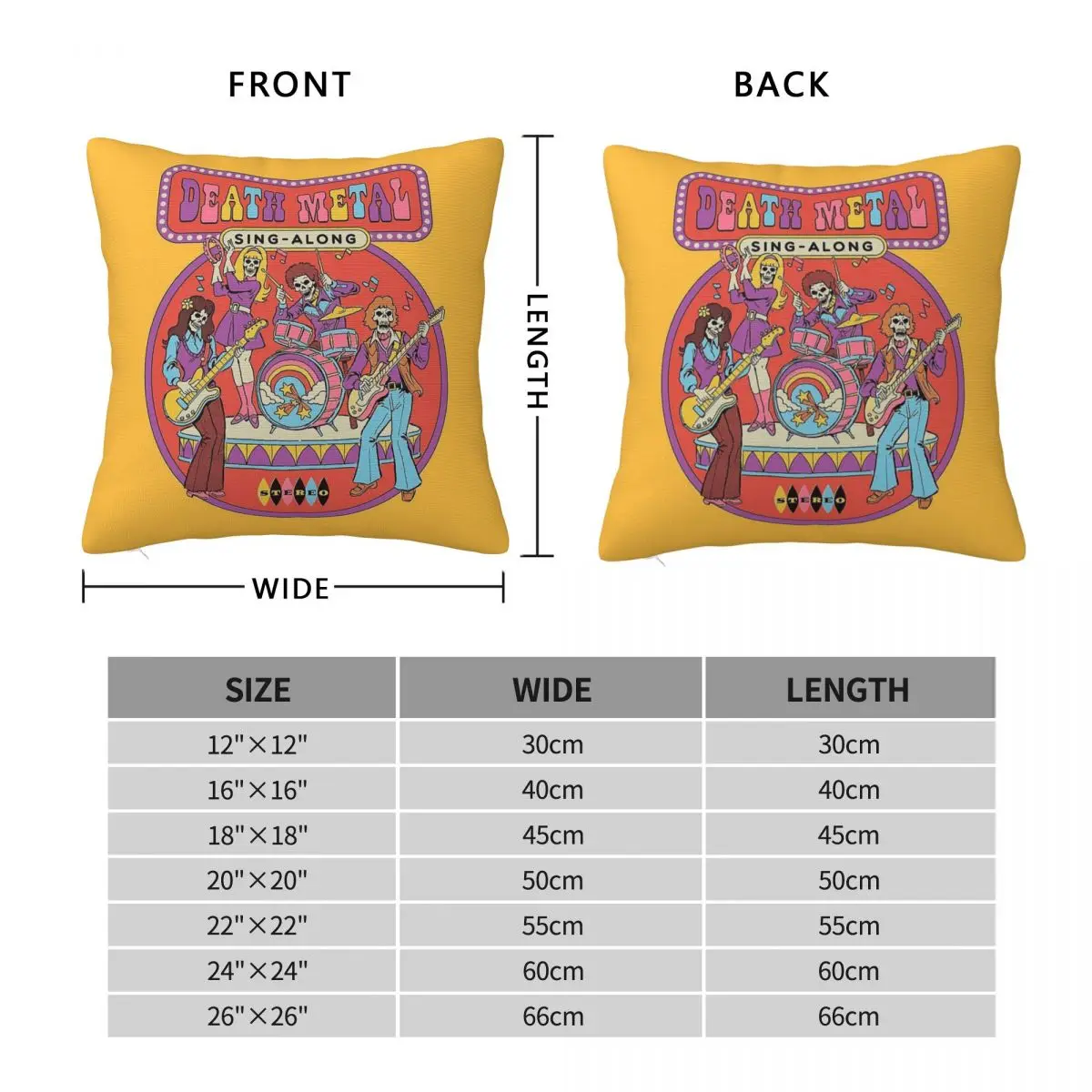 Death Metal Sing-Along Square Pillowcase Polyester Linen Velvet Creative Zip Decorative Pillow Case Car Cushion Cover 18