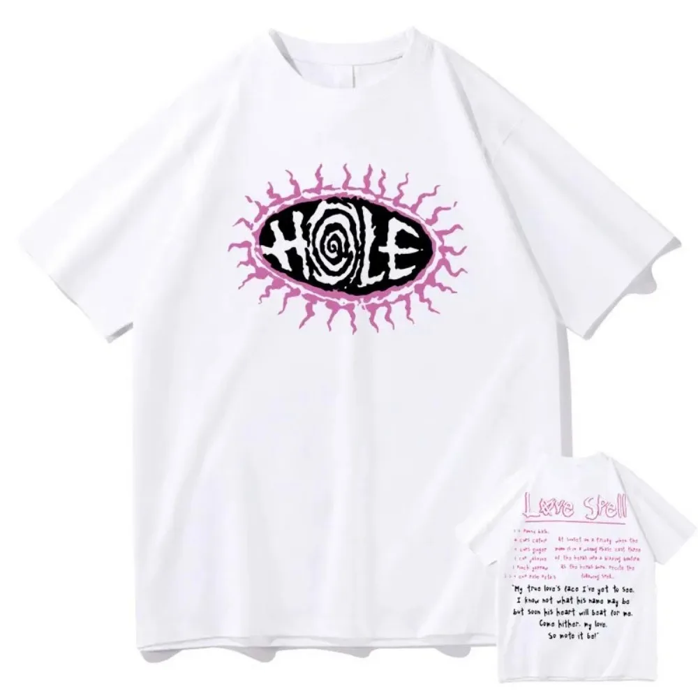 Hole Love Spell Lyrics T Shirt Vintage Hip Hop Men Women Oversized Tshirt Courtney Love Beautiful Monsters 90s Rock Band T-shirt