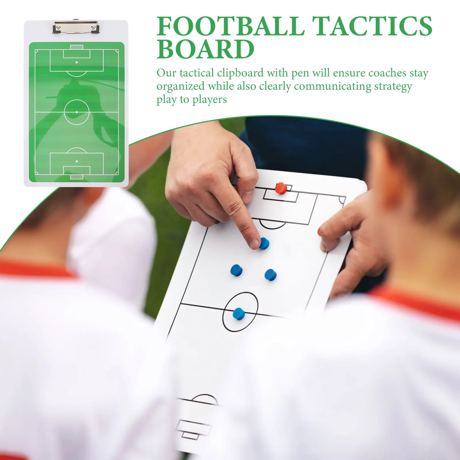 1Set Tactical Football Board Coaching Strategy Board Portable Soccer Equipment Double Sided Writing Surface for Training and