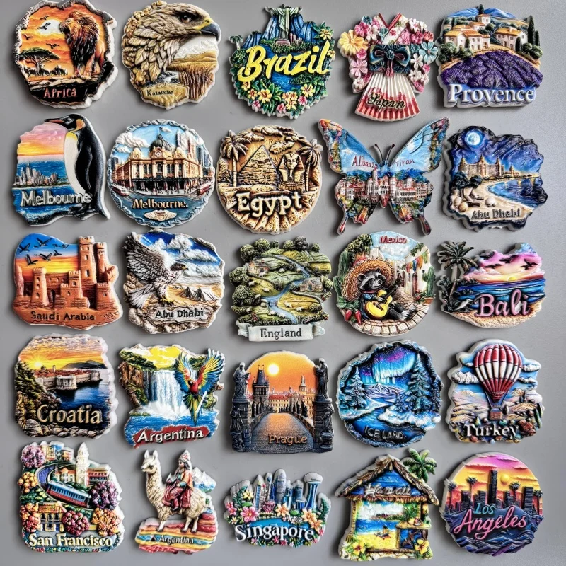 Fridge Magnets Norway England USA Egypt Melbourne Japan Argentina Provence Iceland Croatia Bali Saudi Arabia Kazakhstan Africa