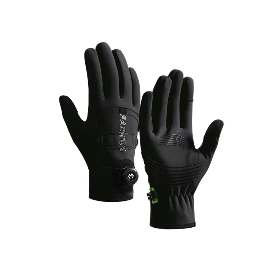 قفازات شتوية لركوب الدراجات تعمل باللمس مبطنة بالصوف الحراري مقاومة للماء ومقاومة للانزلاق مع حزام معصم لركوب الخيل الرياضي في الهواء الطلق