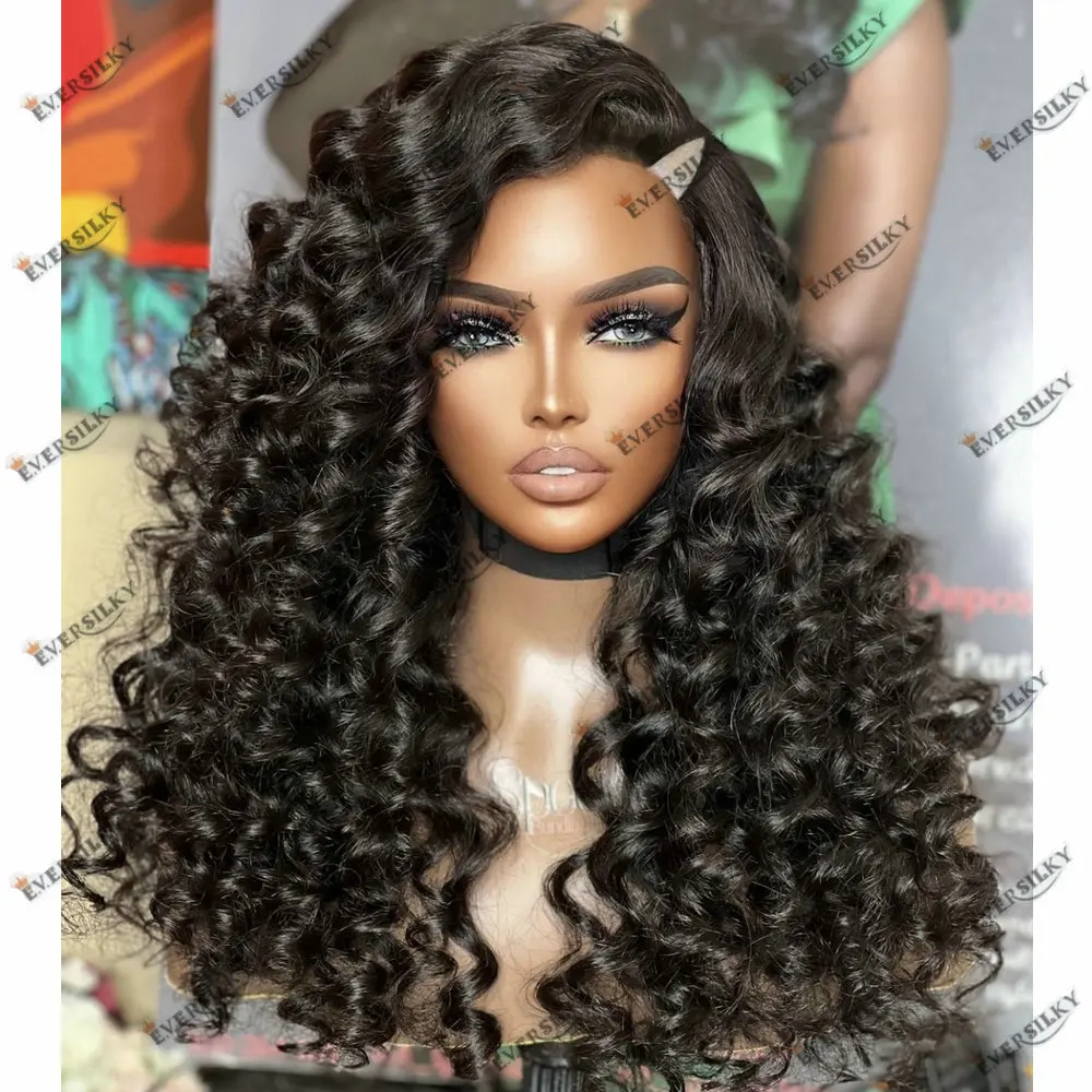 

Deep Wave Black Hair 1*4 V Part Wig Human Hair Glueless Full Machine Made No Leave Out 100% Remy Brazilian Wigs for Black Women