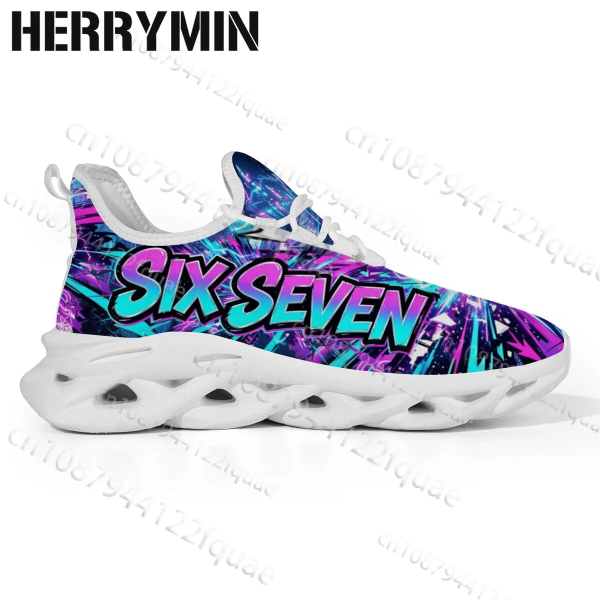 SIX SEVEN Colour Letter Print Wave Sole Sneakers Adult Men's Lace Up Trainers Campus Wear Light Sports Shoes Wholesale