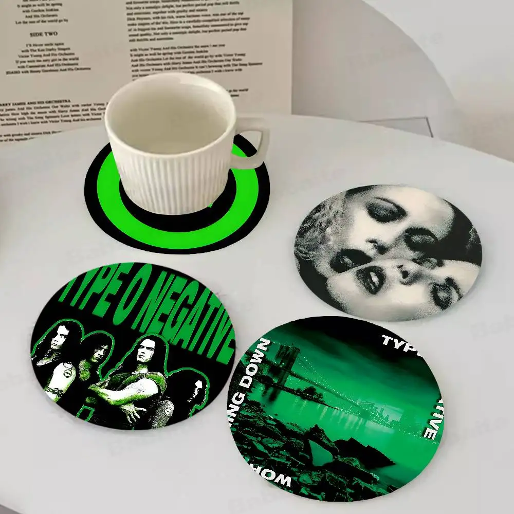 Type O N-Negative Retro Wooden Cup Mats Elements Colour Printing Cup Coasters Home Kitchen Decora Gifts
