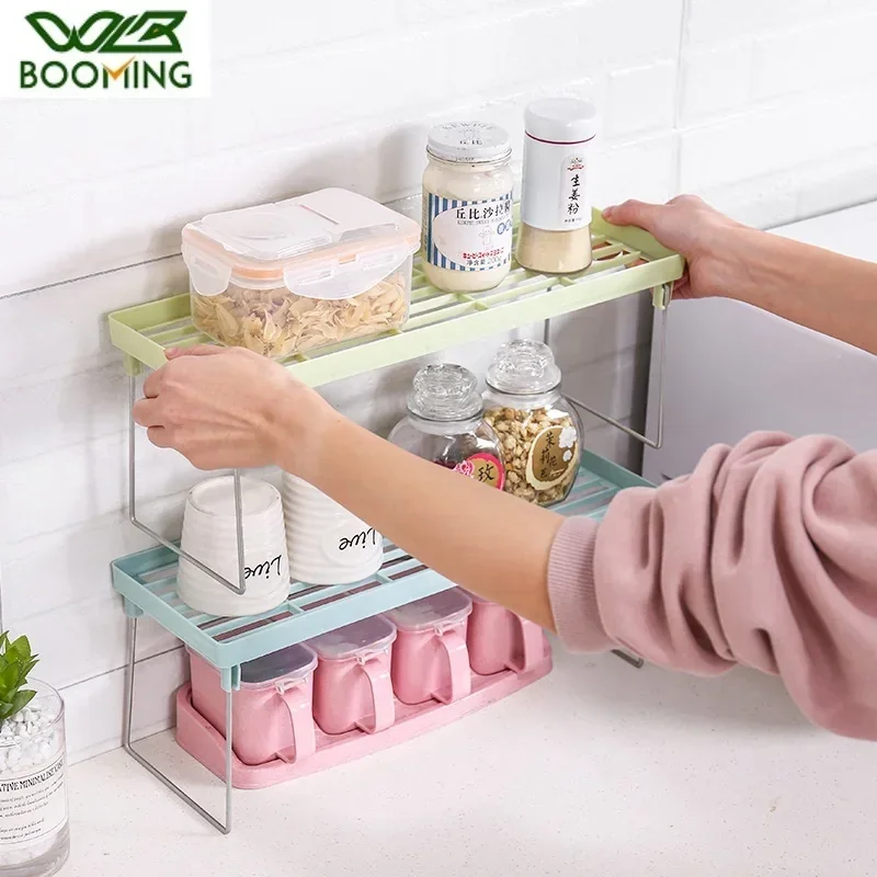 Kitchen Organizer Rack Foldable Shelf for Spice Bottles Cookware Holders Kitchen Accessories  Kitchen Items Dish Drying Rack