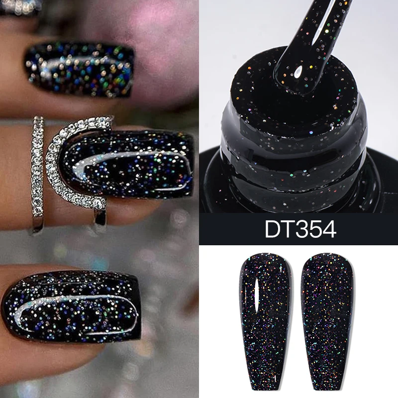 MEET ACROSS-Esmalte Glitter Semi Permanente, Soak Off Gel, Verniz LED UV, Base de Manicure, Top Coat, Preto, Vermelho, 7ml