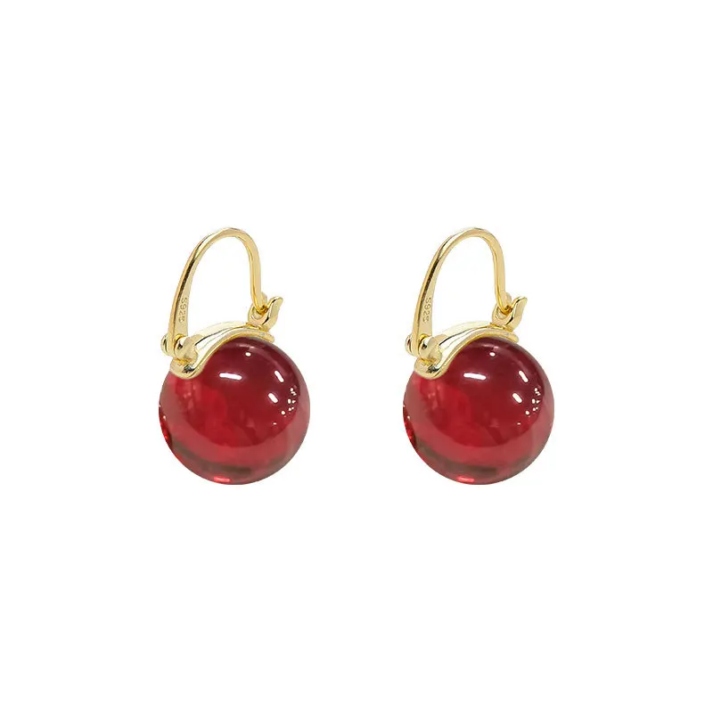 100% Genuine S925 Silver Pearl Earrings Temperament High-grade Garnet Korean  Online Celebrity  New Trend