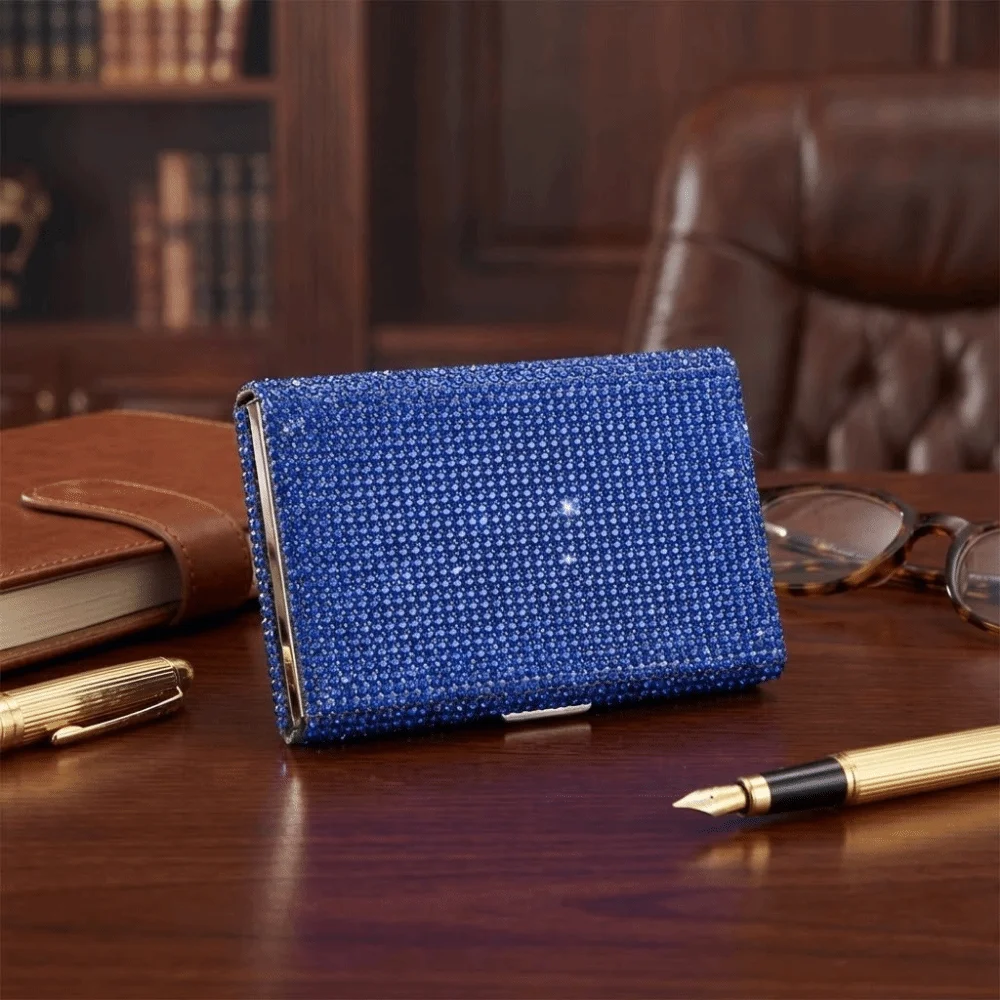 

Unique Sparkling Women's Card Bag Portable Dust-proof Bling Crystal Card Wallet Luxury Lightweight Card Storage Box Daily Use