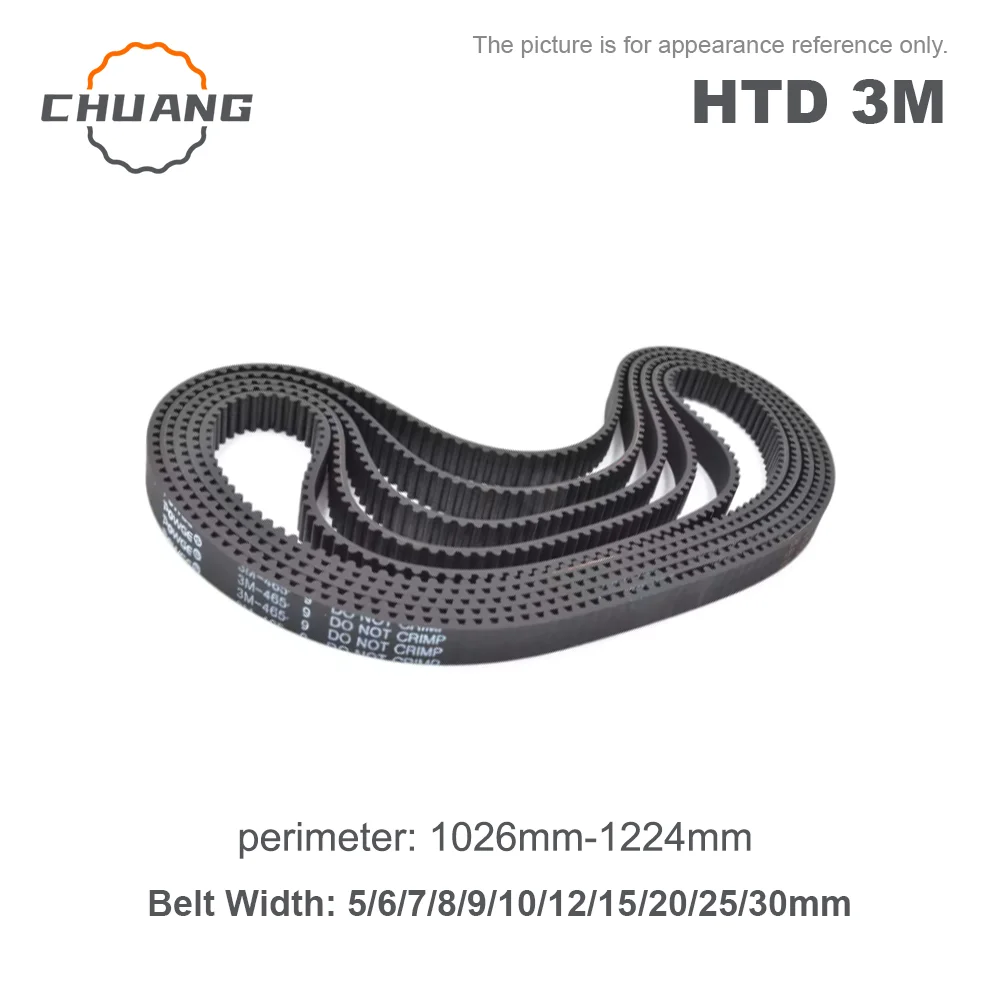 HTD3M Timing Belt 5/6/7/8/9/10/12/15/20/25/30mm Width 1026mm~1224mm Length Closed-loop Synchronous Rubber HTD 3M Belts