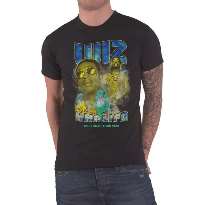 Футболка Wiz Khalifa с логотипом 90-х, новая официальная мужская черная футболка