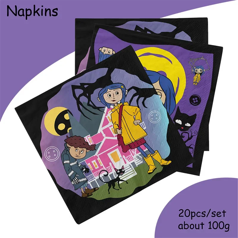 Cartoon Coraline theme party supplies tableware cup plate topper kid baby girls birthday party decoration baby shower