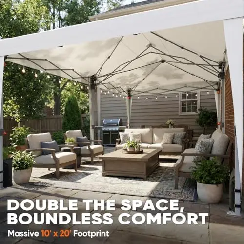 10x20FT Pop Up Canopy Tent Without Sidewalls | Heavy Duty Party Tent for Outdoor Events Weddings, Easy Setup Carpas