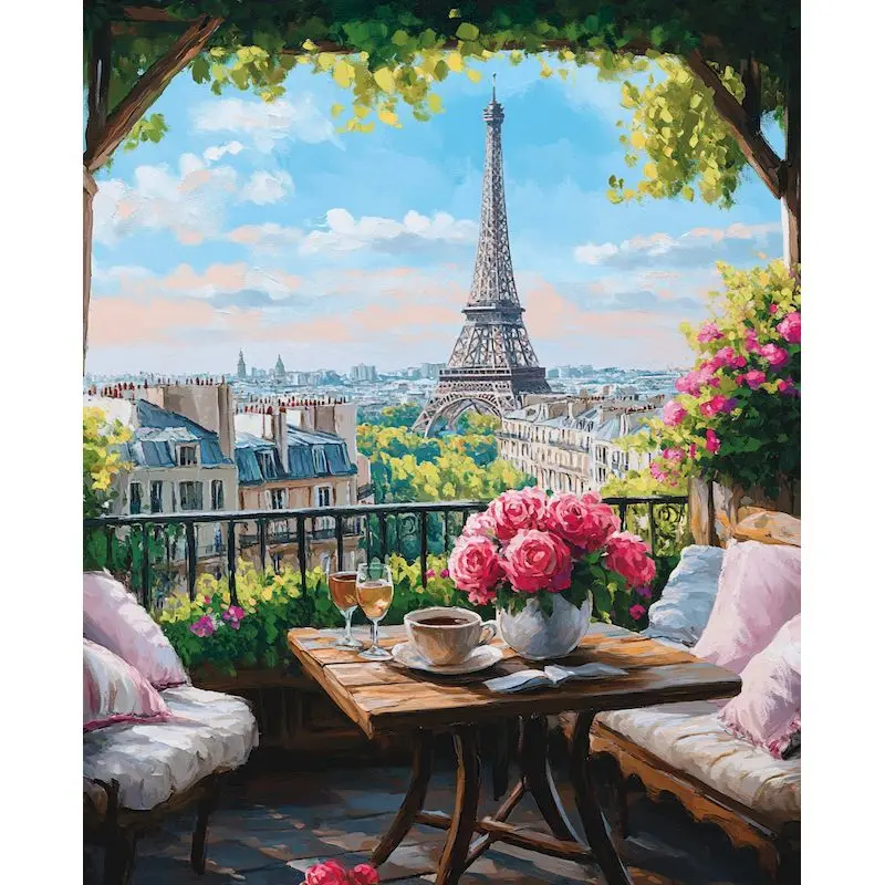 GATYZTORY Painting By Numbers Unframe Markers By Numbers Tower Scenery Abstract On canvas Paint Kit for Beginner