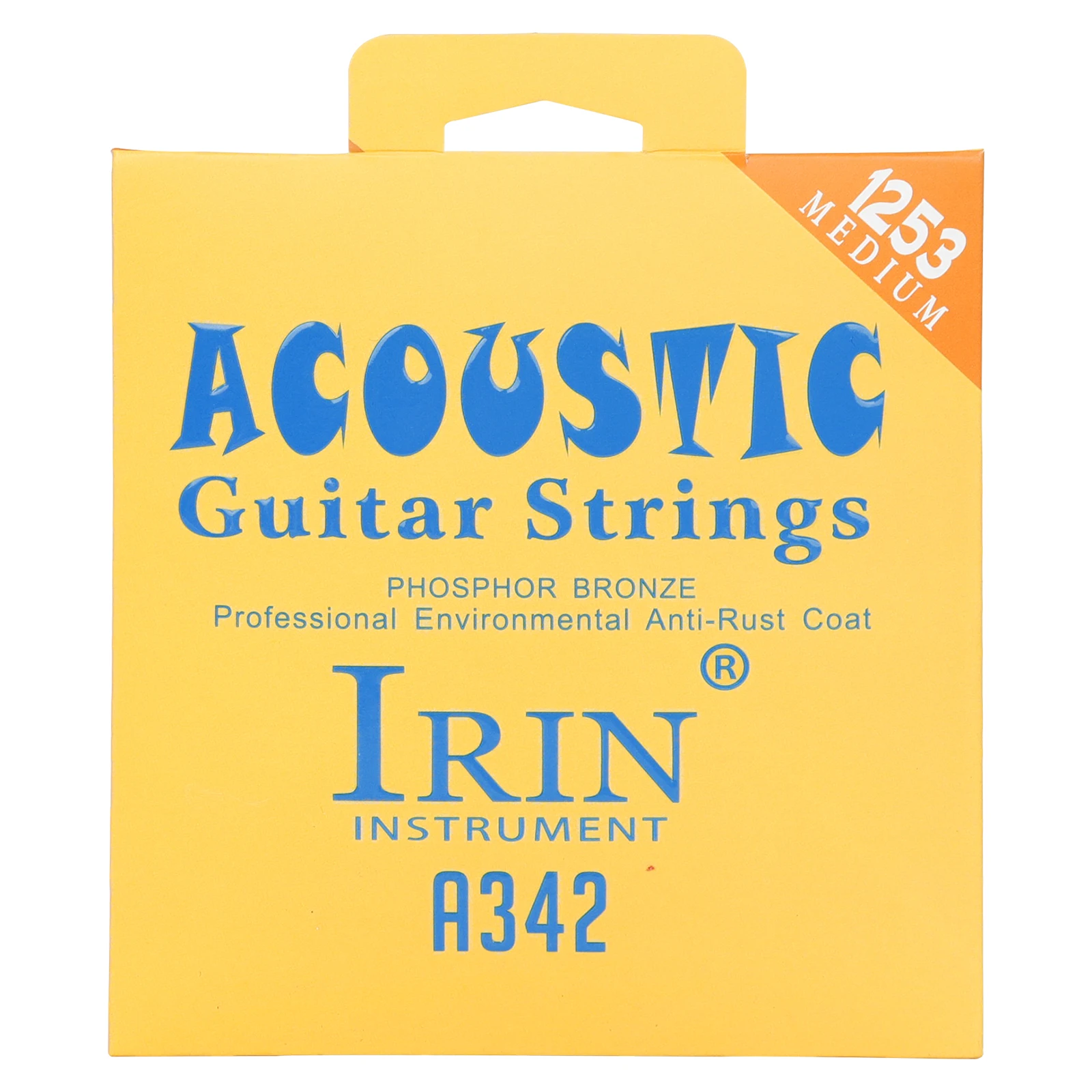 IRIN A342 Acoustic Guitar Strings Hex Alloy Phosphor Bronze Wound PVD Coated Gold Ball End 6 Pack Strings Instrumen Accessory
