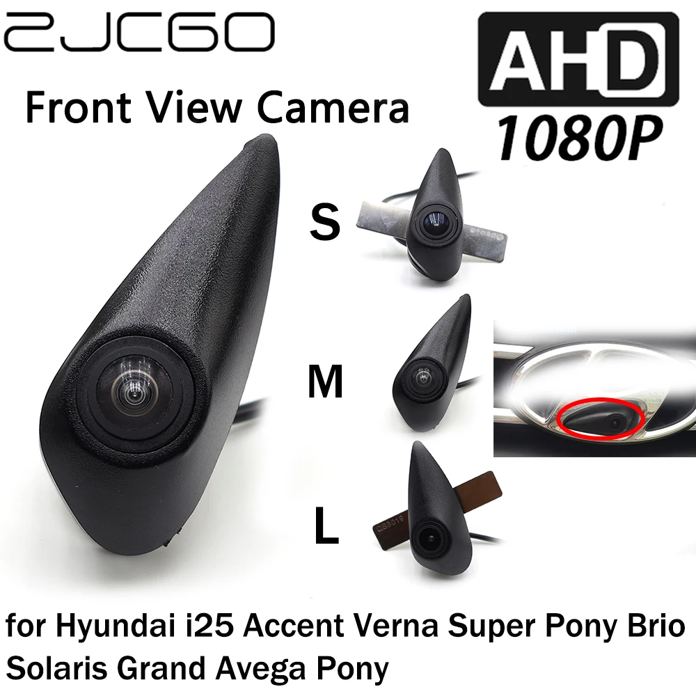 

ZJCGO Front View LOGO Parking Camera AHD 1080P Night Vision for Hyundai i25 Accent Verna Super Pony Brio Solaris Grand Avega