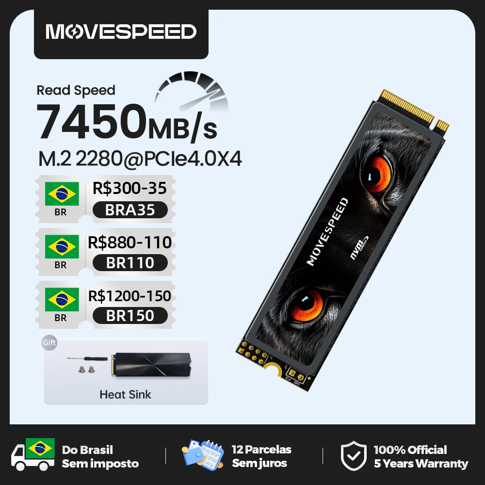 MOVESPEED 7450MB/s SSD NVMe M.2 2280 4TB 2TB 1TB Internal Solid State Hard Disk M2 PCIe 4.0x4 2280 SSD Drive for PS5 Laptop PC