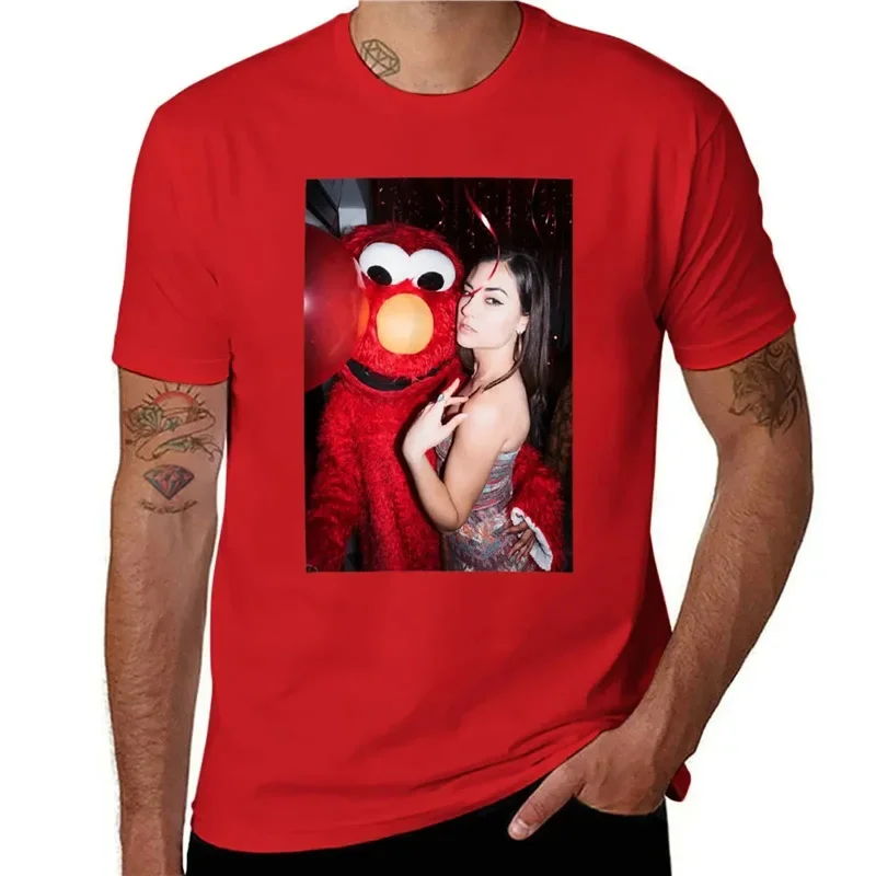 حار 2025 ساشا رمادي الوزن الثقيل الجمالية القطن طاقم الرقبة تي شيرتات قصيرة الاكمام المرأة ملابس عصرية S حجم تي شيرت #4