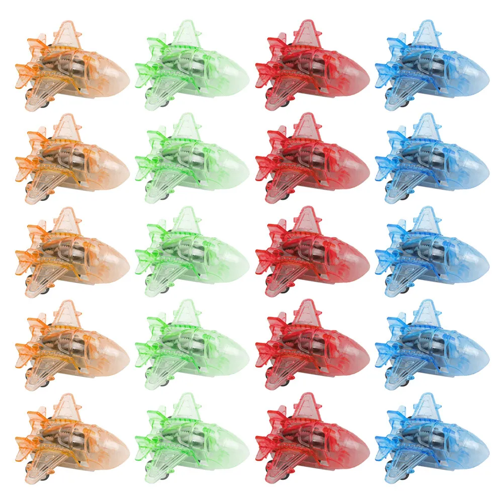 

20 шт. прозрачных пластиковых самолетиков с инерционным механизмом для детей, миниатюрные развивающие игрушки, мультяшные самолеты