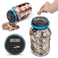 Money Box with Lock LCD Digital Counter 2.5L Capacity Clear Plastic Safe Coins Saving Pot Piggy Bank Home Supplies