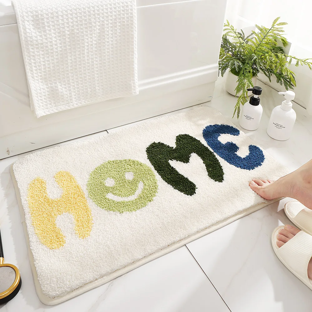 40*60cm Bath Mat Modern Minimalist Cute Flower Buds Bathroom Rug Slip-resistant Waterproof House Entrance Carpet Door Foot Mats